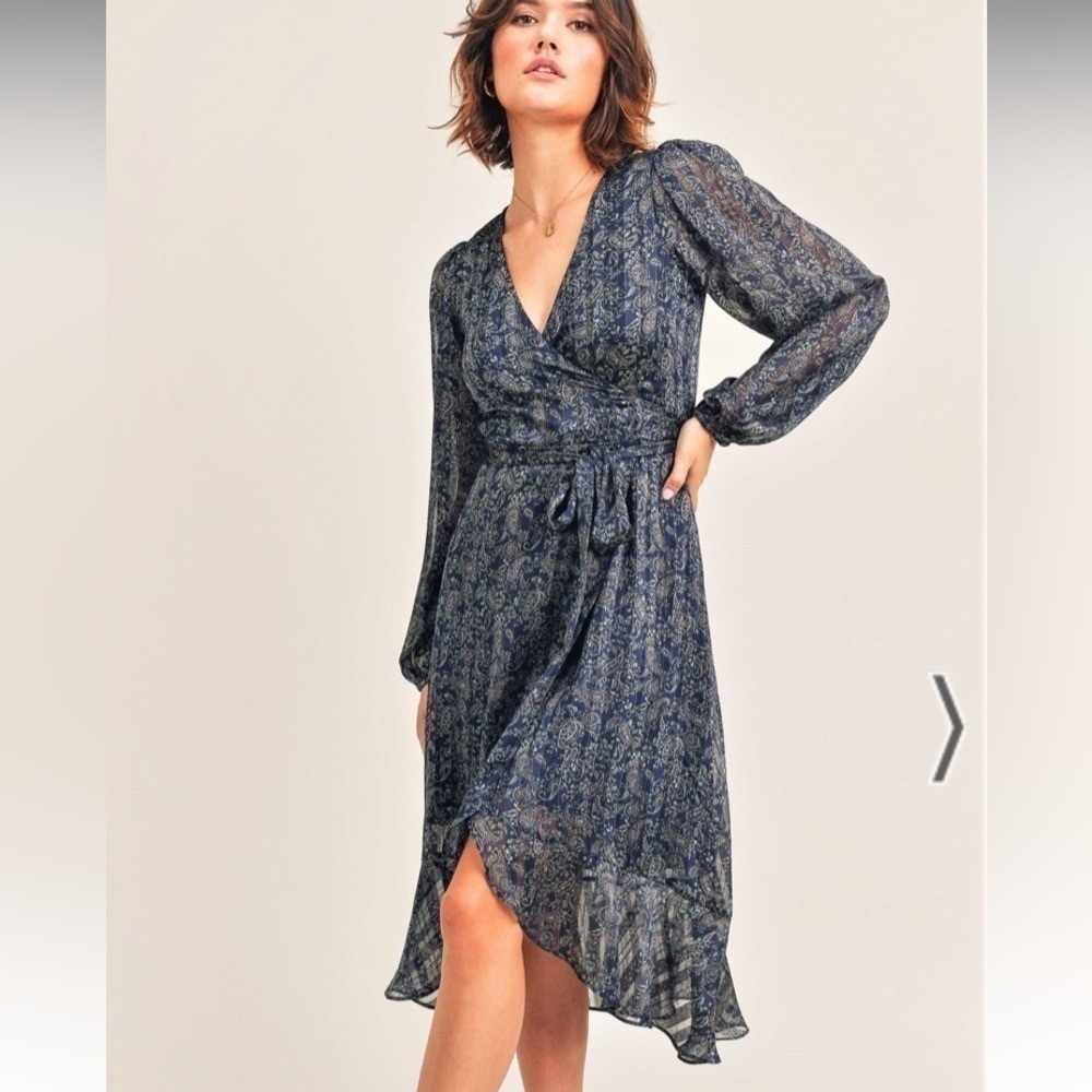 Reset by Jane Reset by Jane - Marissa Long Paisley Wrap Dress size M ruffle